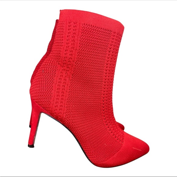 Catherine Malandrino Dnonito Pointed Toe Vibrant Red Knit Stiletto Heels Size 9 - Picture 3 of 9